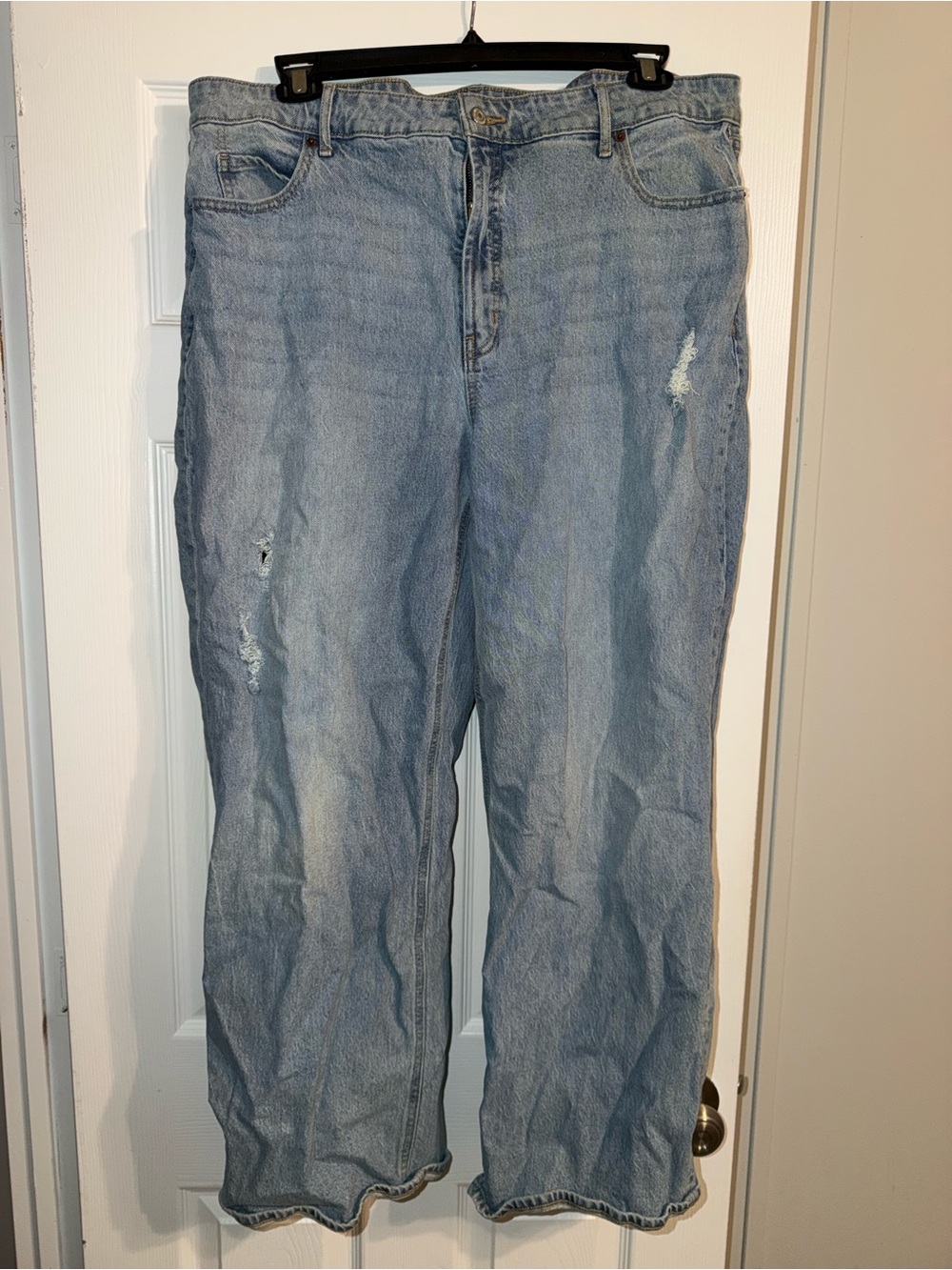 Old Navy Sky High Wide Leg Jeans Light Wash Ripped Y2K Style Plus Size 20